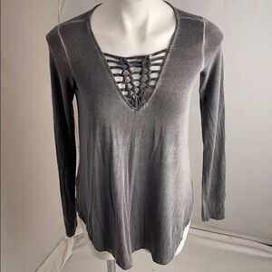 American Eagle gray soft and sexy cage front long sleeve top S